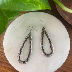 Silpada Silver Tear Drop Hoop Earrings with Bronze Beads
